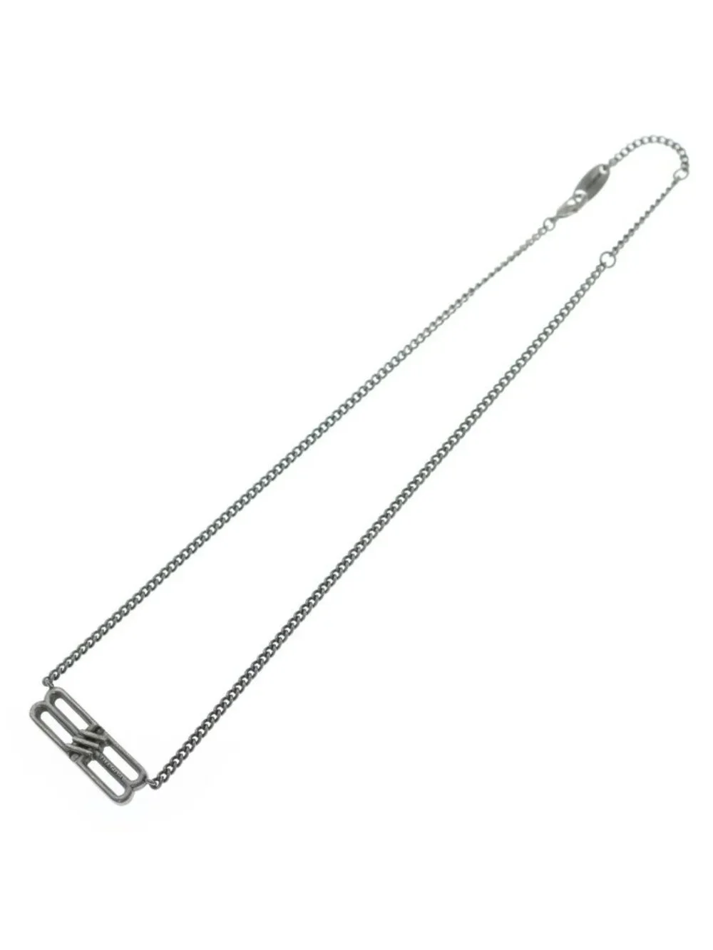 Balenciaga BB Icon Antique Silver BB Chain Necklace